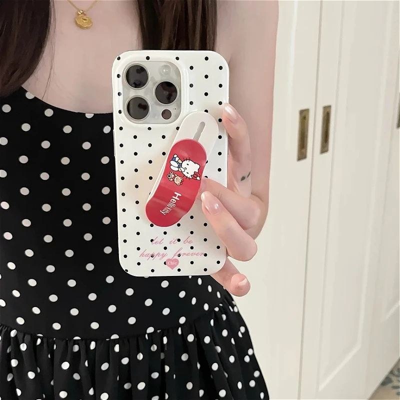 Kawaii Hello Kitty Pflasterförmiger Handyhalter, verstellbarer Push-Pull-Klebegriffständer, trendiges Handy-Zubehör, Geburtstagsgeschenke