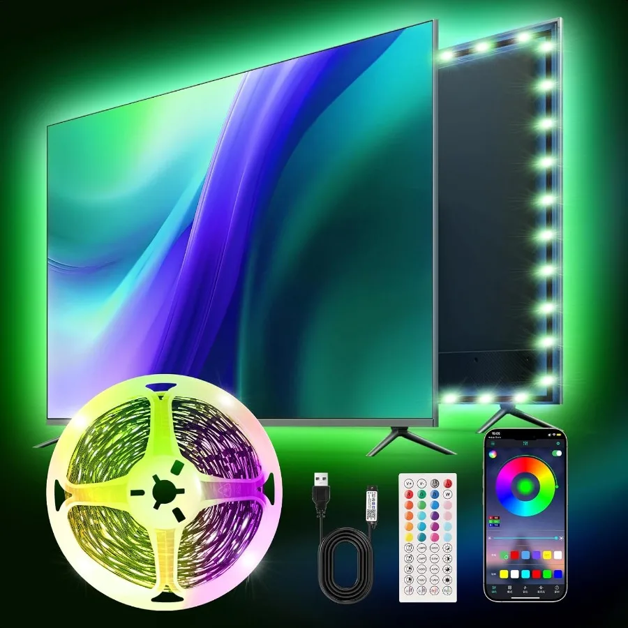 

9.84ft Smart RGB LED TV Backlight Strip for 3245 Inch TVs Music Sync Bluetooth App and Remote Control USBPowered LED Lights for