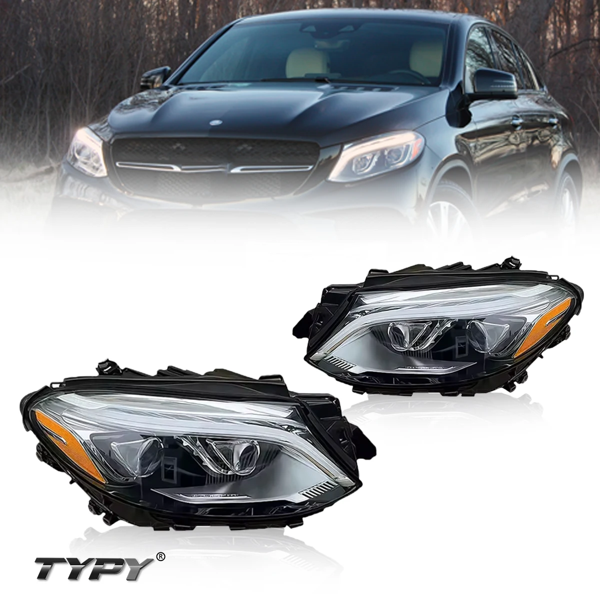 

TYPY New LED Headlight Upgrade Modified Full Head Lamp For Benz GLE W166 US 2015-2017 Turn Signals Daytime Running Lights