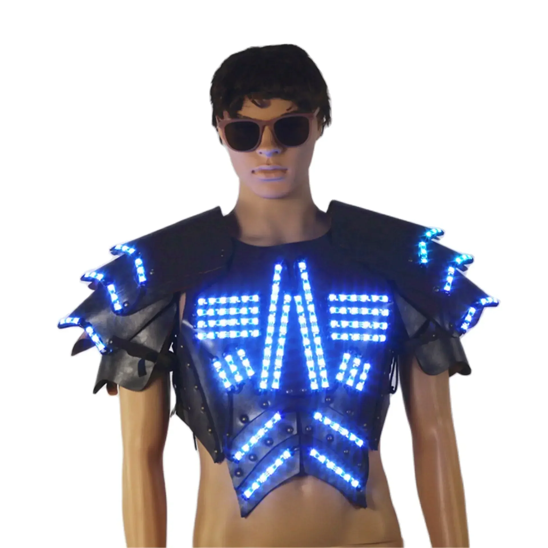 Halloween LED Armor Costume Men Viking Cosplay Party Rave Outfit Nightclub DJ Stage Show Clothes 2024 Robot Dance Wear Circus