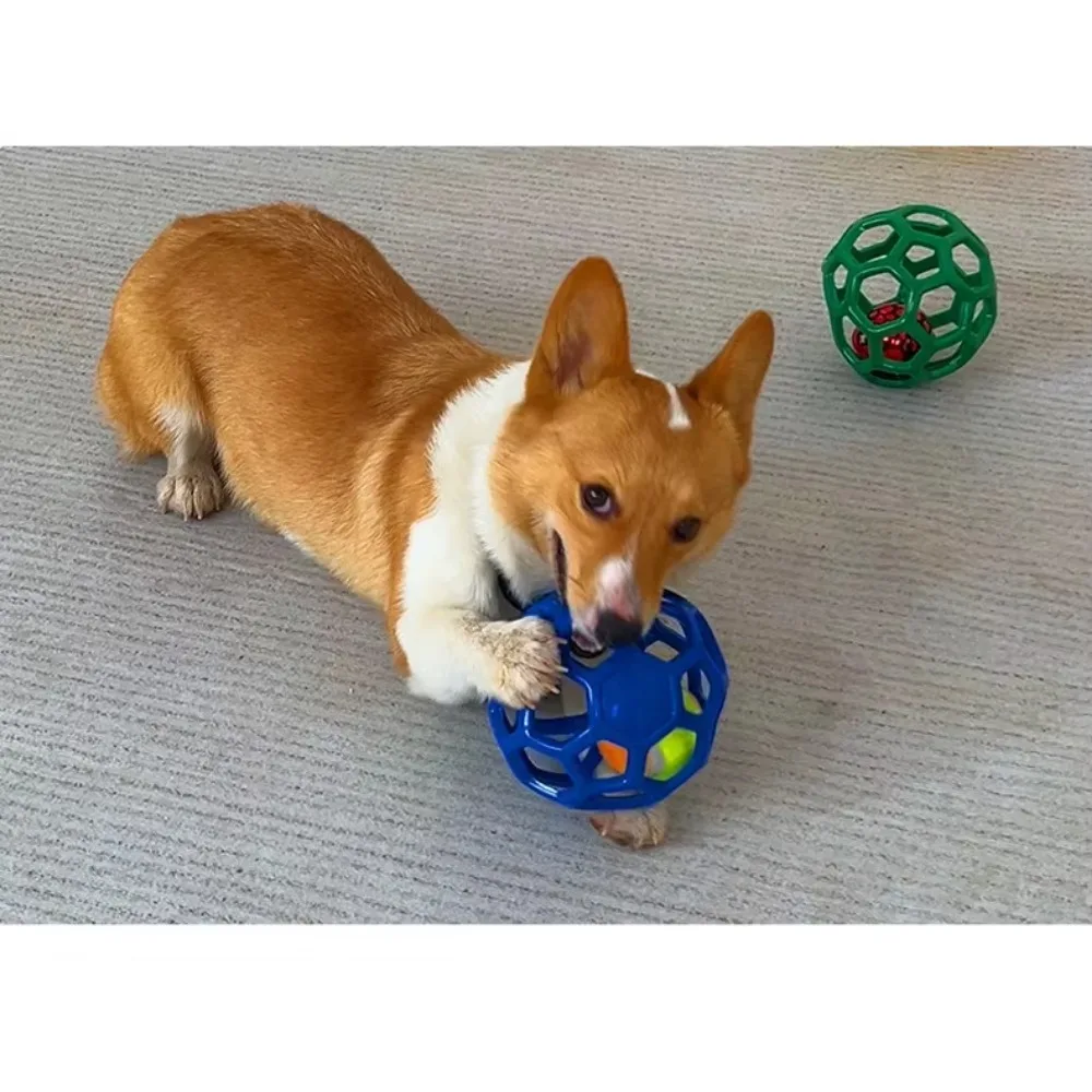 Hundehohles Ballspielzeug, Gummi-Kauspielzeug für Hunde, Reinigung der Zähne, Backenzahn, bissfestes Spielzeug mit Glocke, Welpen-Trainingsspiel – Detail 21