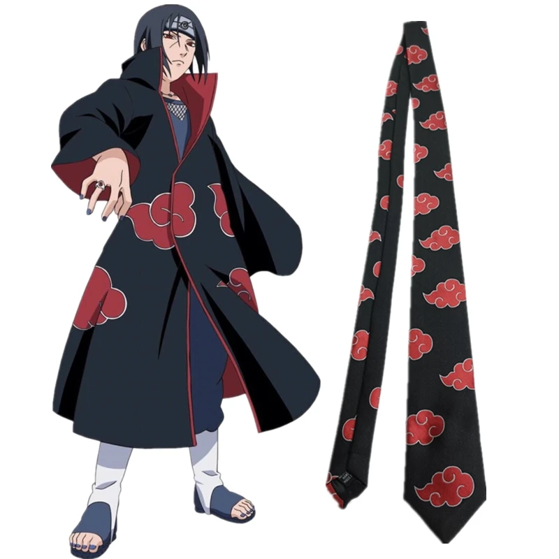 Anime Ninja NARUTO Akatsuki Uchiha Itachi Cosplay COSTUME Adult Unisex Tie Student Necktie Halloween Prop Accessories Xmas Gift