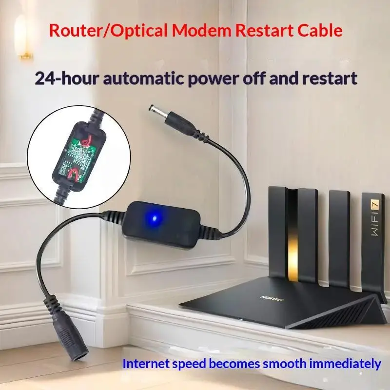 Automatic WiFi Router Power Restart Controller 24H Timed Reboot Cable for Home Office Internet Stable Signal