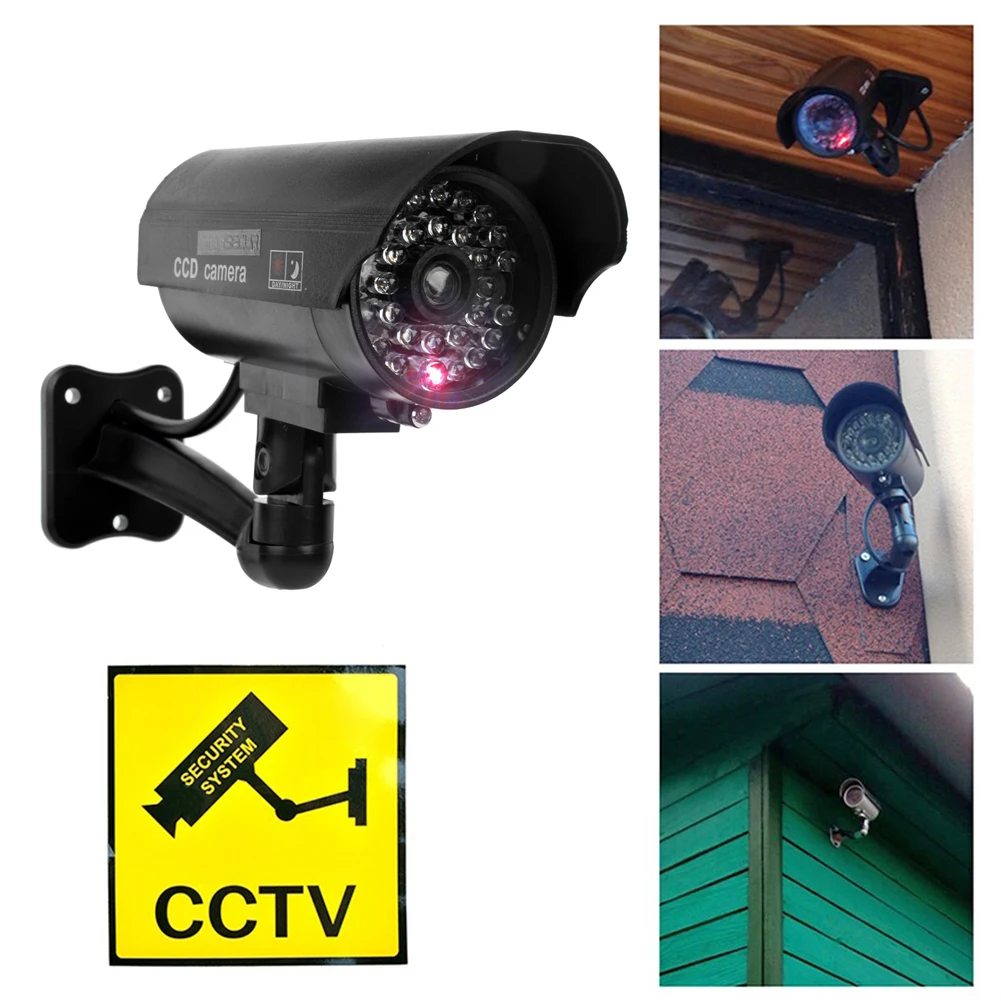 Falsa telecamera di sorveglianza di sicurezza interna per esterni Proiettile ABS Ingegneria Staffa in plastica Simulazione Telecamera fittizia 160x124x85mm