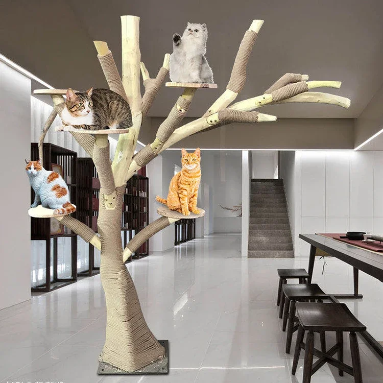 Cat Tree Large Dead Tree Shape Real Trunk Climbing Frame Fake Trees Props Climber Toys Cat Supplies Decoration