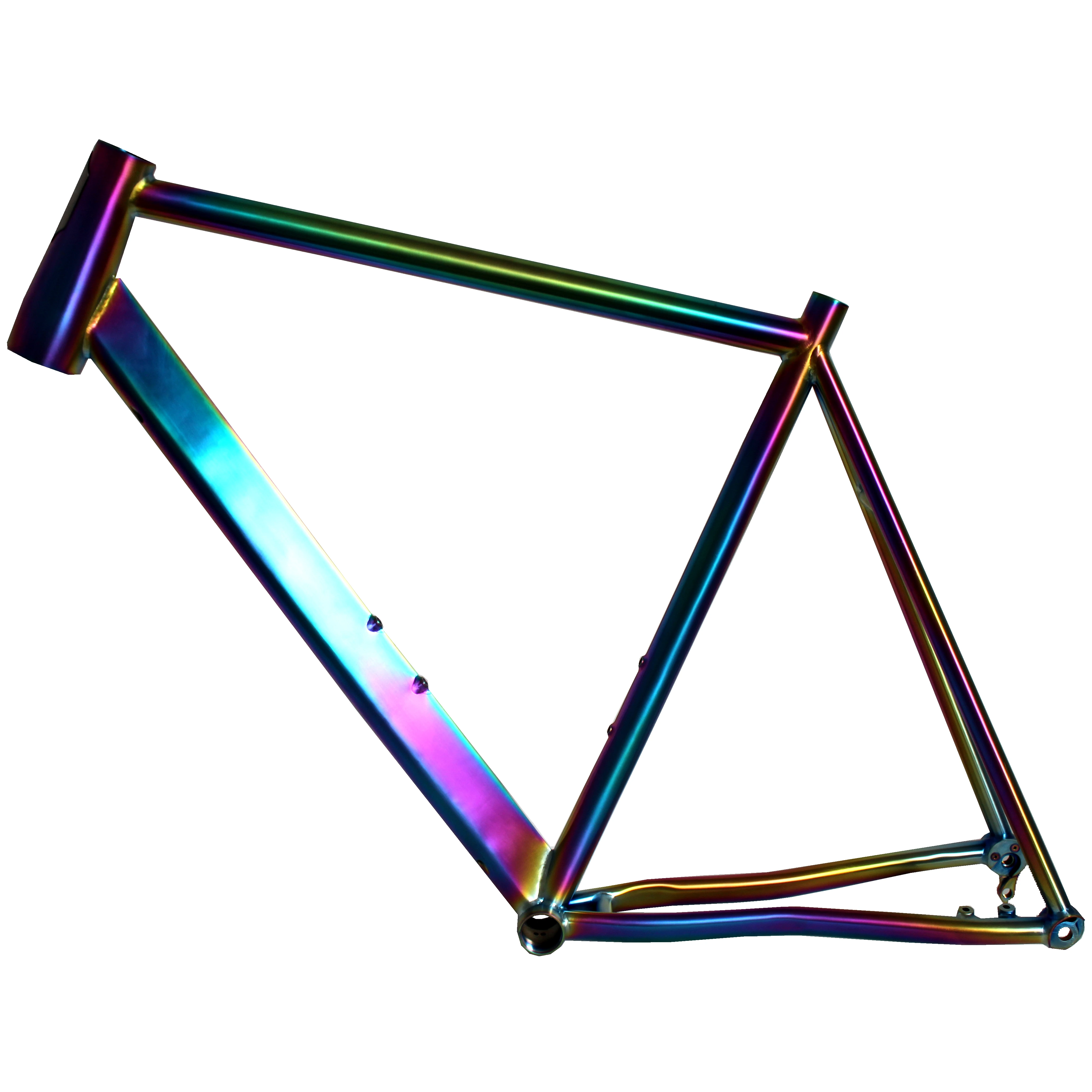 Anodized Rainbow Titanium Road Bike Frames Titanium Gravel Bike With Thru Axle Dropout Water Drop Titanium Road Bike Frames