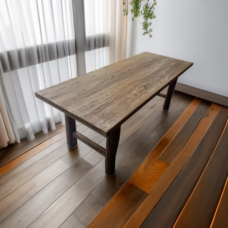 

Factory Direct 2026 Top RatedOld elm solid wood dining retro tea household dining log bar computer table desk homestay househol