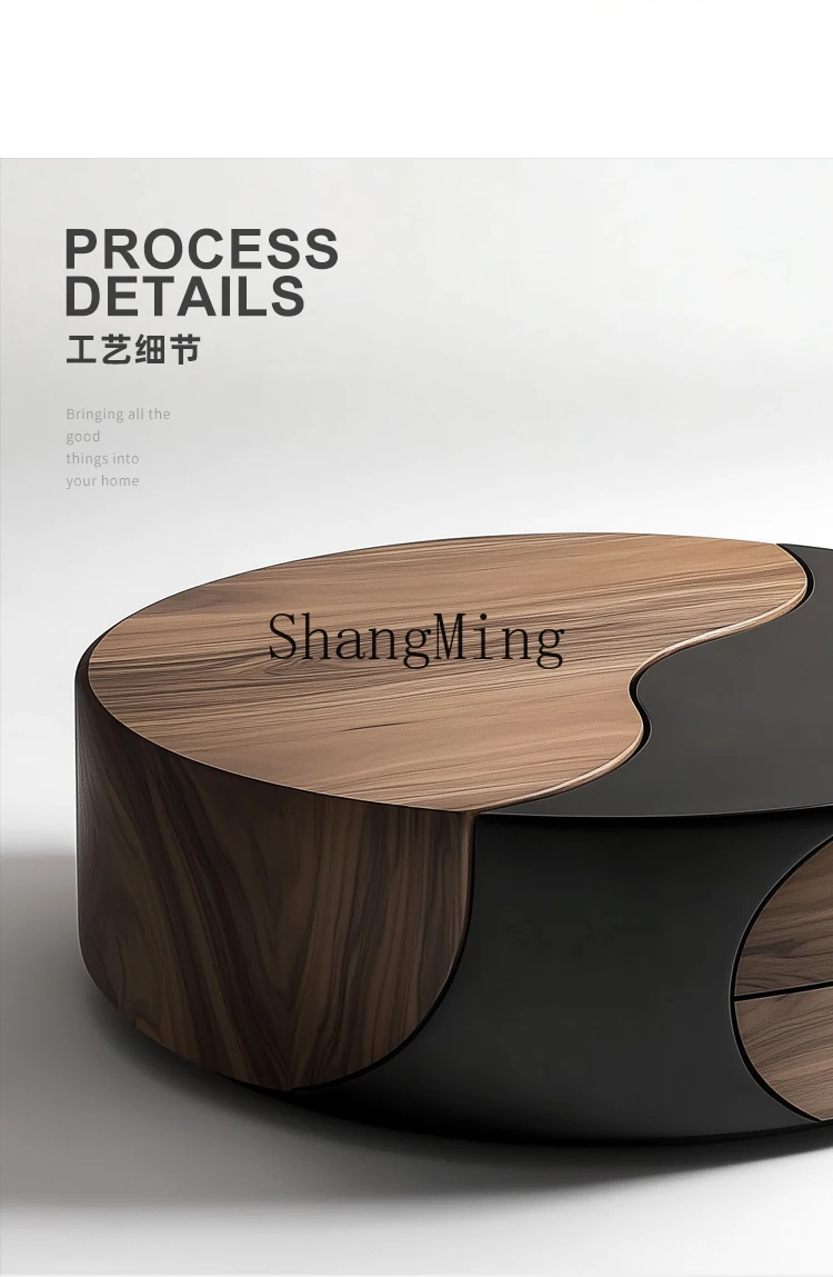 CL solid wood coffee table light luxury high-end art coffee table minimalist medieval personality creative round table