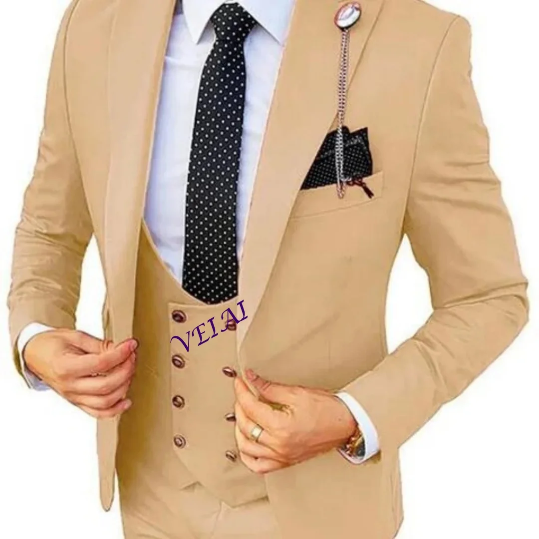 

CustomizedOrange 3-Piece Slim Fit Men's Tuxedo Suit for Wedding Formal Business Occasions Jacket + Vest + Pants Set