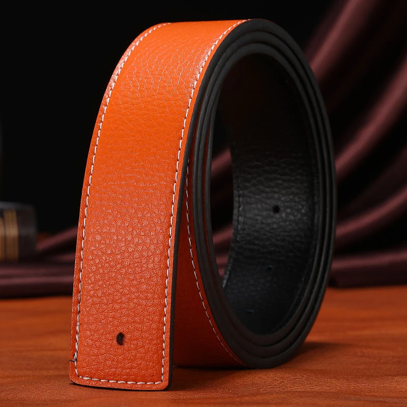 Herren-Gürtel mit 3,7 cm breiter, perforierter Glattschnalle – Modischer, vielseitiger Business-Gürtel mit H-Buchstaben-Ersatzschnalle und separatem Gürtelband – Detail 12