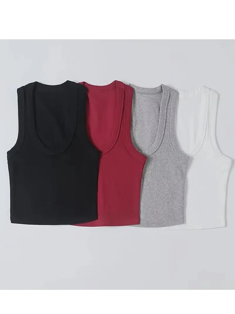 U-neck Wide-brimmed Vests 2023 Summer New Fashion Sexy Women's Crop Tops Sling Vest Camis