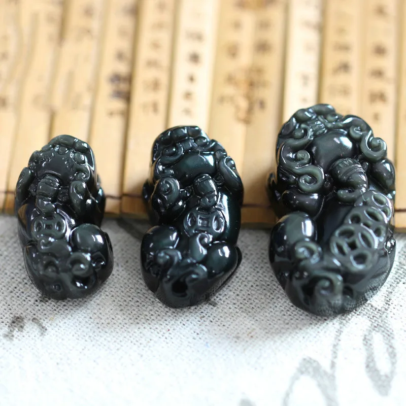 1 Pc Obsidian Rainbow Stone PIXIU Beads PIXIU Pendants  29*15mm DIY for Making Necklace and Bracelet Accessories