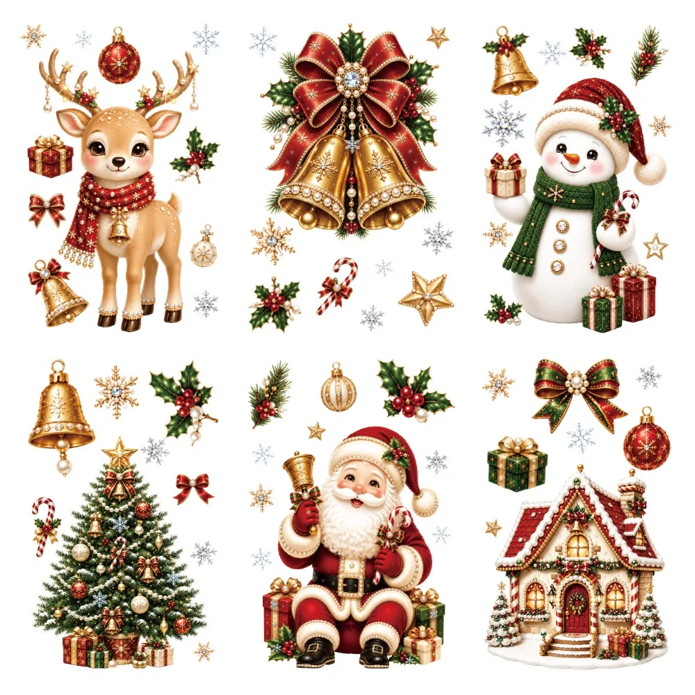 Christmas 2027 New Window Stickers Cute Santa Reindeer Snowman Snowflake Xmas Glass Stickers Winter Home Shop Window Decor Gifts view 6
