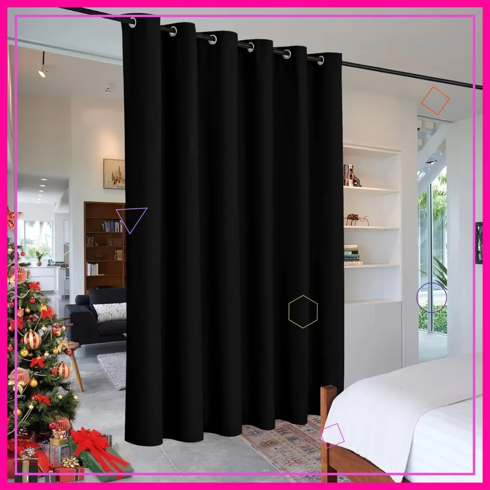 Blackout Space Divider Curtain, 10ft x 9ft, for Bedroom Patio Sliding Door Locker Room Privacy Darkening