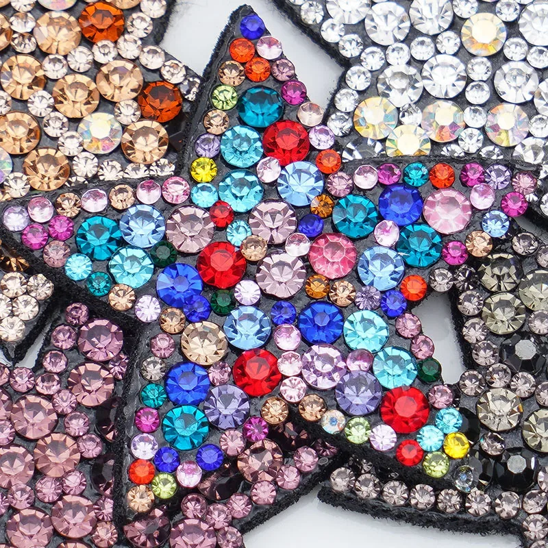 Patches Rhinestone Applique Five-pointed Star DIY For Clothing Jacket Backpack Sewing Decorative Badges BX153