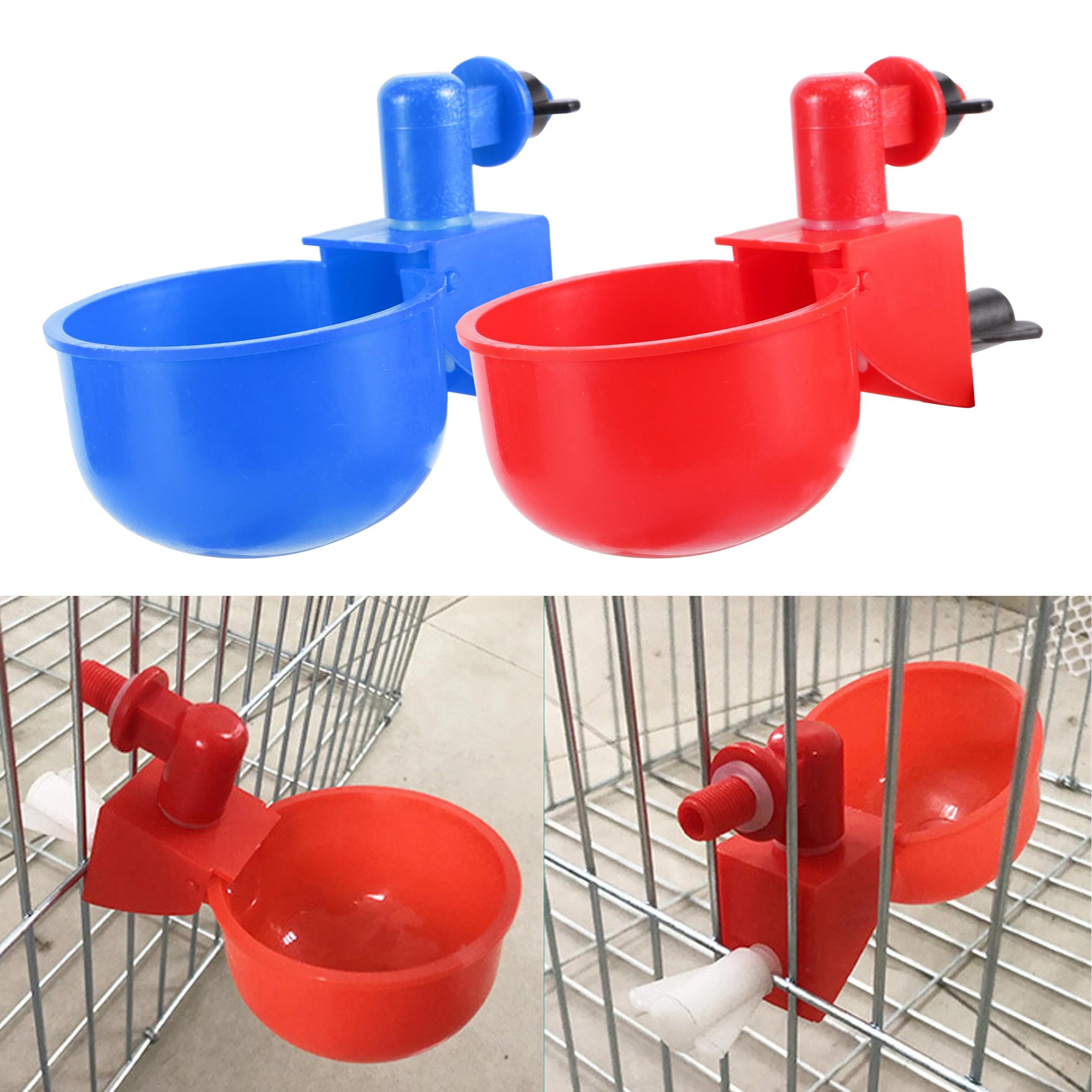 2 Pcs Chicken Drinking Cup Automatic Drinker With Fixing Screw Feeder Plastic Poultry Drinking Cup Duck Goose Drinking Bowl