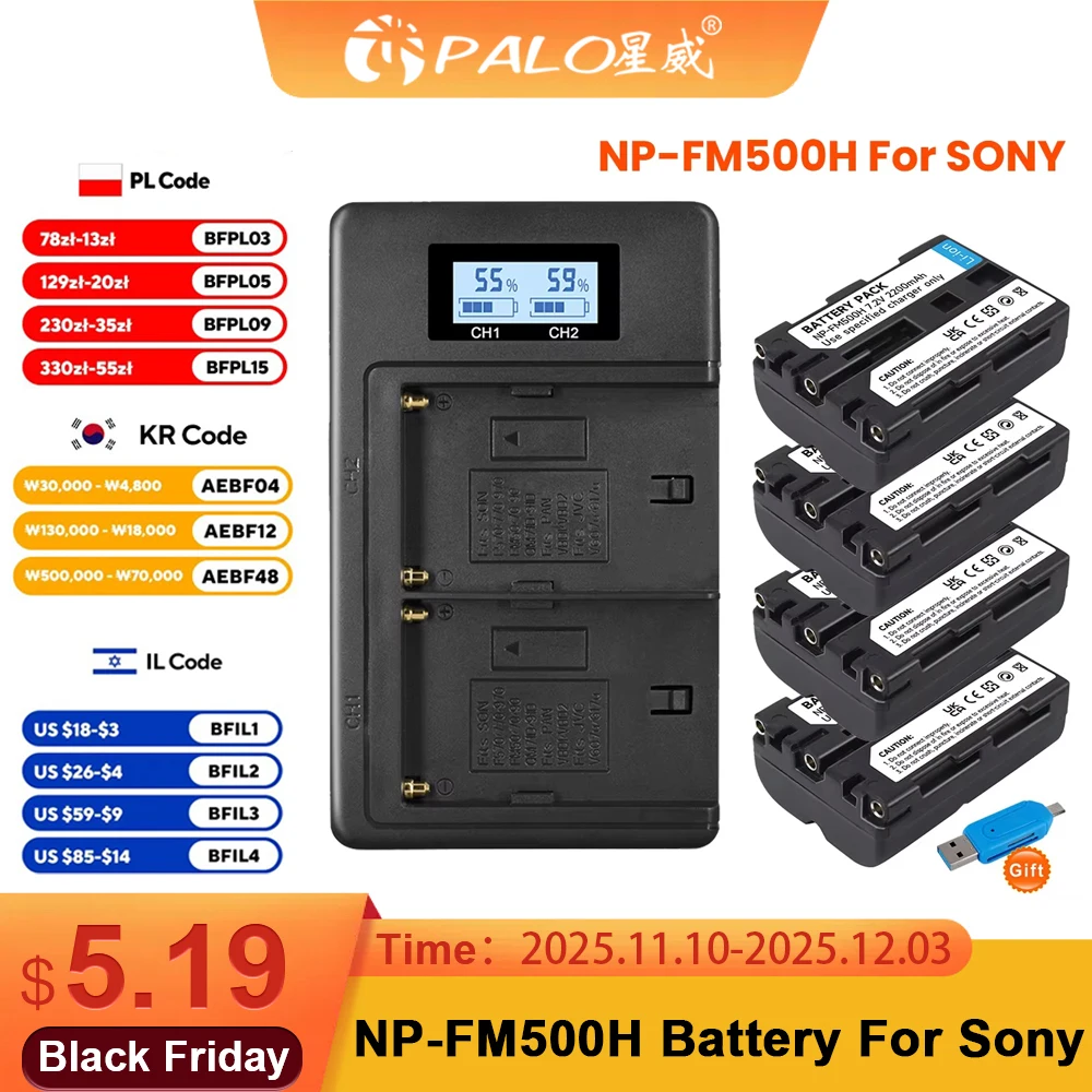 Batteria della macchina fotografica di NP-FM500H NP FM500H NPFM500H per Sony A57 A58 A65 A77 A99 A550 A560 A580 batteria L50 SLT-A68 ILA77 SLT-A77 II