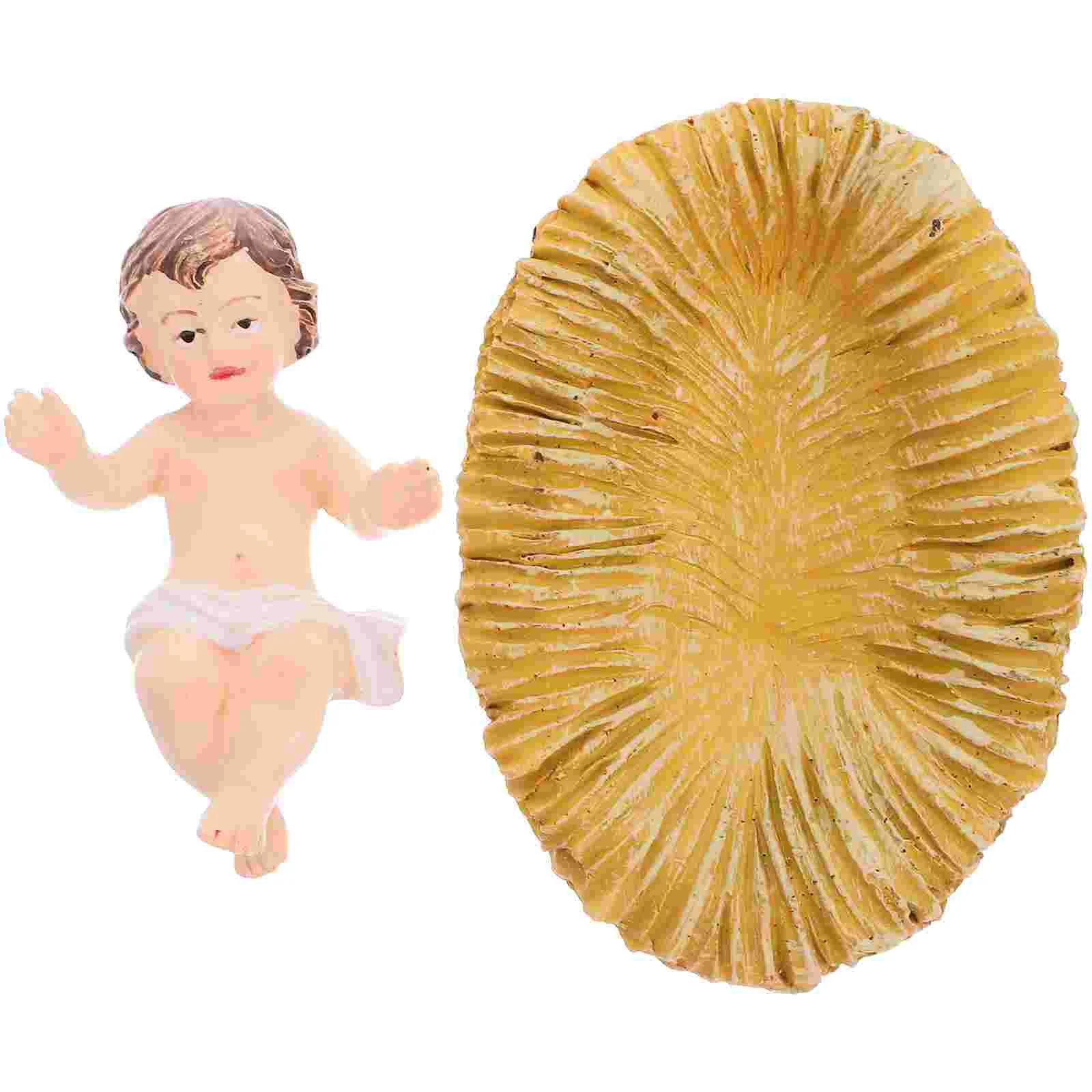 Infant Jesus In Crib Resin Nativity Set For Christmas Decorations Handcrafted And Painted Religious Figure And Christian Toys