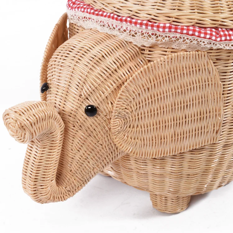 Rattan art towel storage basket handmade woven basket home dirty clothes sundries toy baby elephant basket