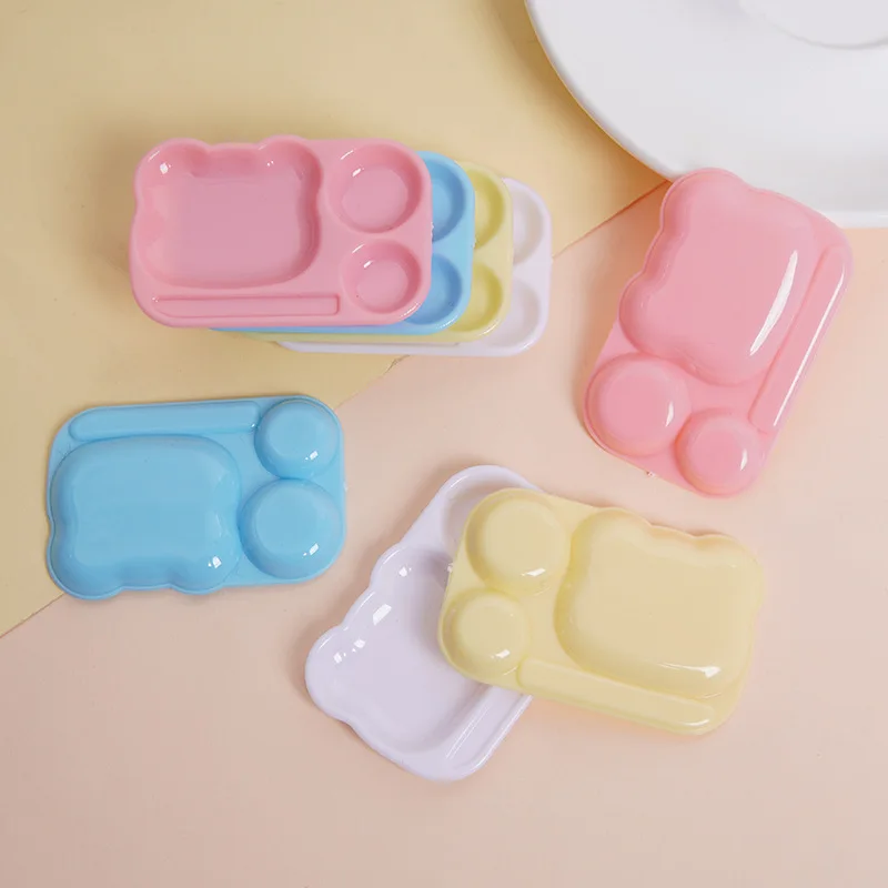 

5cm Mini Bear Fast Food Tray Multi-colour Disposable Dinner Plate DIYcraft Simulation Food with Tray Decorations Home Decor