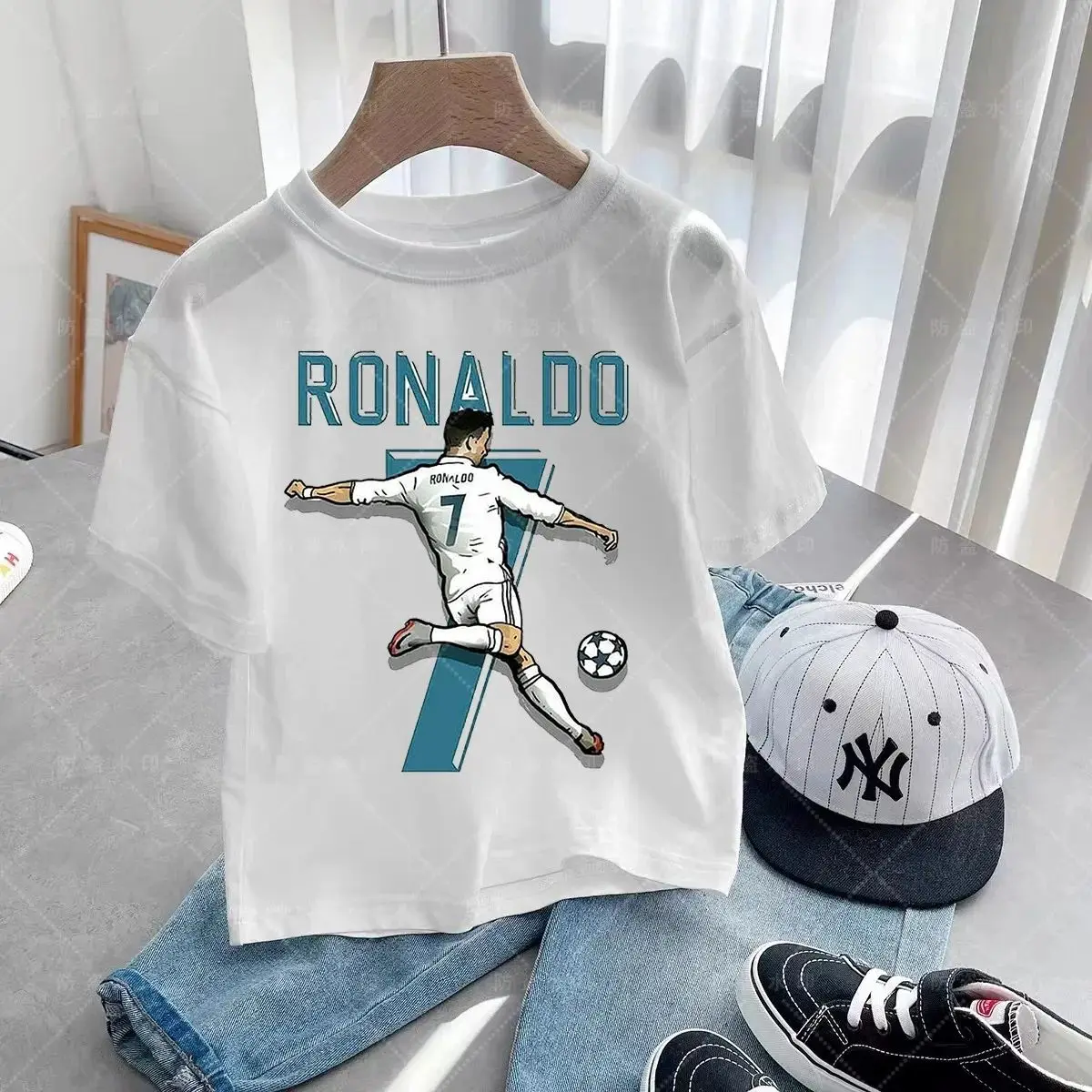 2024 New Boys Girls Cr7 Cotton Comfortable T-Shirt Summer Clothing Set Outdoor Training Sports Tops Cute Fashion T-Shirt