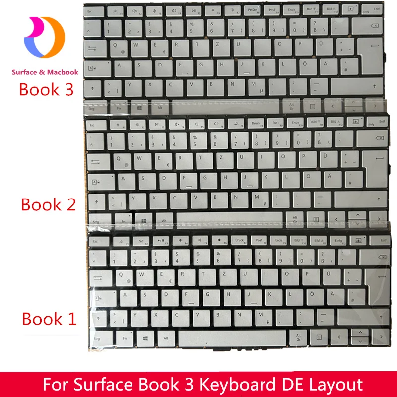 Original For  Surface Book  1 2 3 Keyboard DE German Layout 1705 1834 1785 1908 1909 1835 1704 1832 1900