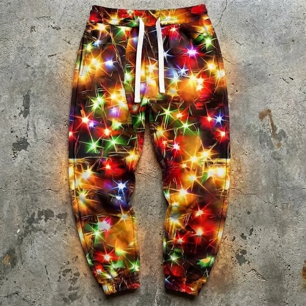 Neue lustige Unisex-Hose mit ausgeschnittenem Gesäß und Weihnachtslicht-Print, originelle Hose für Weihnachtsfeiern, Feiertage und Freizeitkleidung – Detail 5