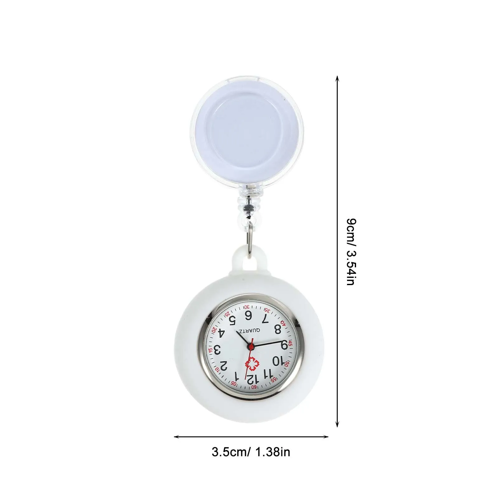 Reloj colgante de bolsillo ligero con diseño de cara de enfermera para estudiante, carrete de insignia con Clip, decoración colgante, color blanco
