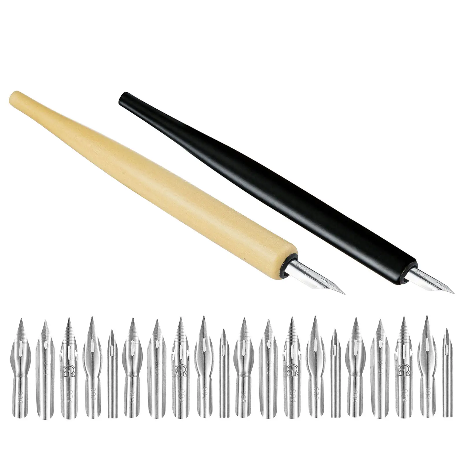 

2 Sets Comic Dip Pen Nibs Wood Holder Professional Fountain Pen for Calligraphy Comic Drawing Manga Illustration Art Supplies
