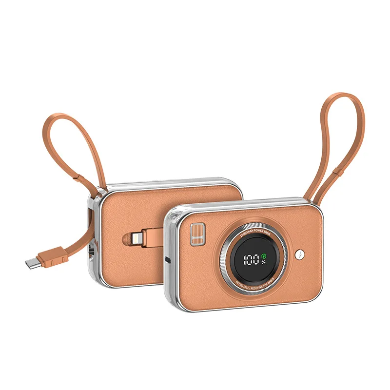 Camera Power Bank 10000mAh 66W with Built-in Cable Fast Charging Power Bank Lightweight Digital Display Mobile Power Source