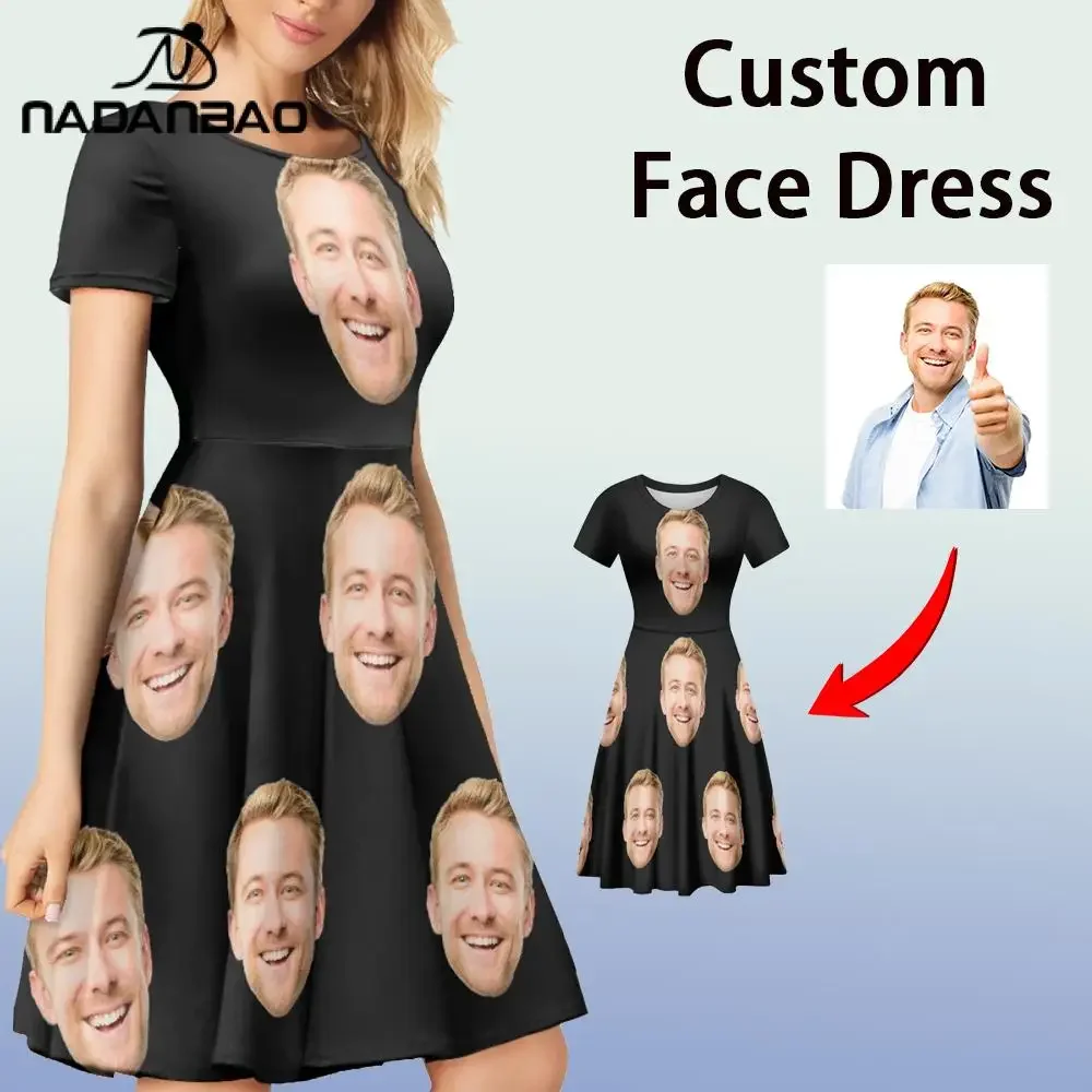 Custom Face Dress Funny short sleeved O-neck dress Bachelor Party Bachelorette Gift for Bestie Photo Personalzied Picture Dress