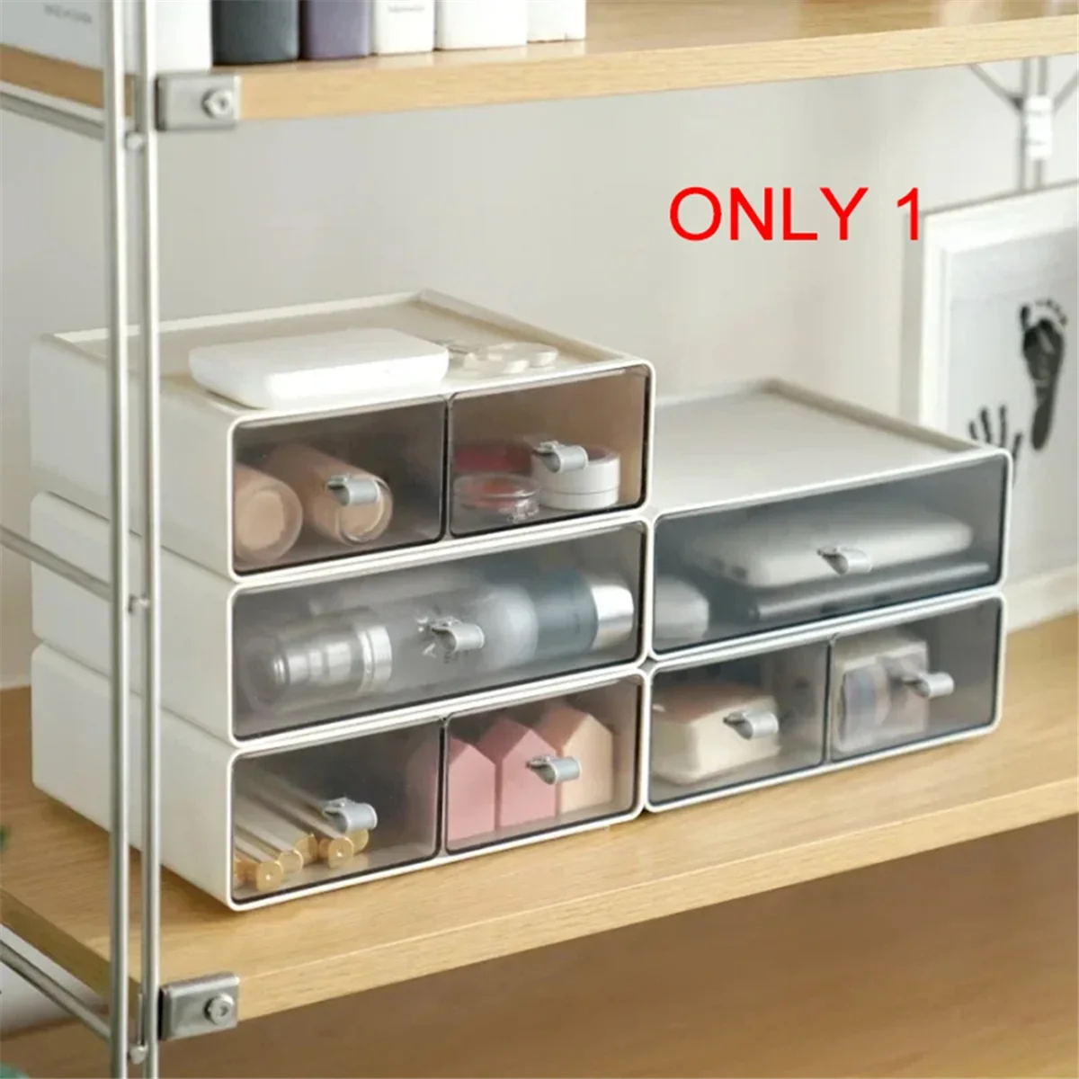 Drawer Type Cosmetic Storage Office Desktop Stationery Finishing Box Free Combination Multilayer Stackable Storage Box A