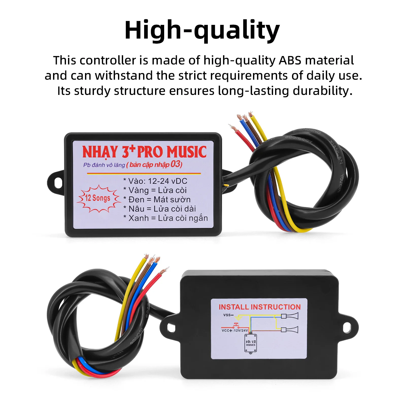 12 Sound Musical Electronic Horn Controller 3+ Pro Horn Speaker Sound Control Unit with Train Horns 300DB for Car Truck Boat