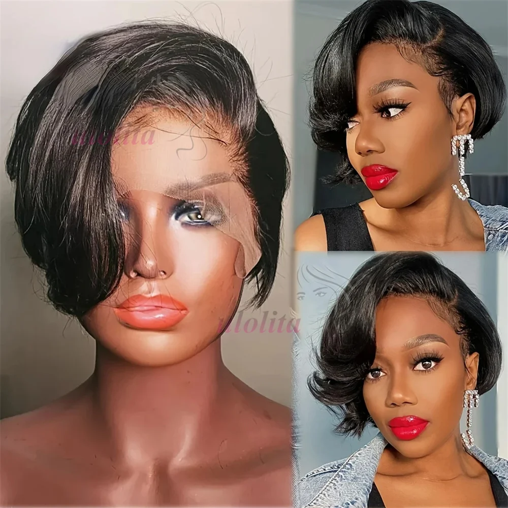 

Short Bob Wig Pixie Cut Wigs Human Hair Brazilian Hair Wigs Cheap Human Hair Wigs Sale Straight Lace Front Wigs For Black Women