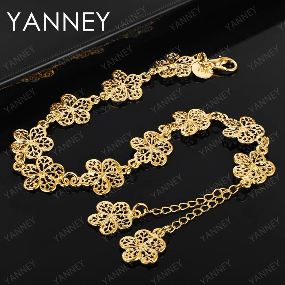 

Charm 925 Sterling Silver 18K Gold 8 Inches Luxury Flower Bracelet For Women Gift Wedding Fashion Jewelry