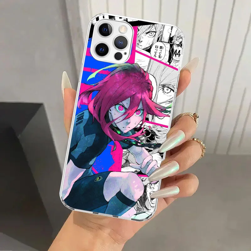 Azul bloqueio futebol anime caso de telefone para iphone 16 15 14 13 12 mini 11 pro max xs xr 7 plus 8 se 2020 macio funda impressão escudo