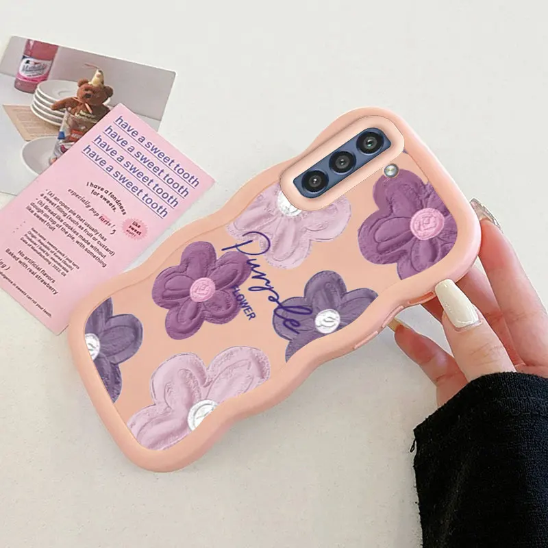 Flower Fashion Phone Case For Samsung Galaxy S21 S22 S23 S24 FE ULTRA 5G  Soft Coque Wavy Edged Shockproof Cover Girl Shell