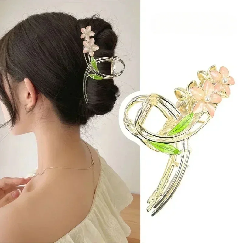 Peach Blossom Light Luxury Grip Clip Temperament Hair Clip Sweet Shark Clip Hair Accessories Simple Fairy Style Headwear