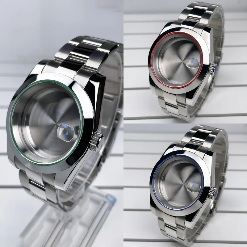 NH35 Case Lighting Green Gasket Bezel Stainless Steel OYS Bracelet Sapphire Glass SKX Mod Parts NH35 NH36 Movement Watch Case