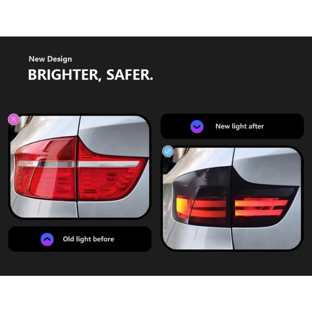 For X6 E71 2008-2019 Rear Lamp Car Taillights LED Tail Light Plug and Plays DRL Signal Automotive Accessories 4PCS