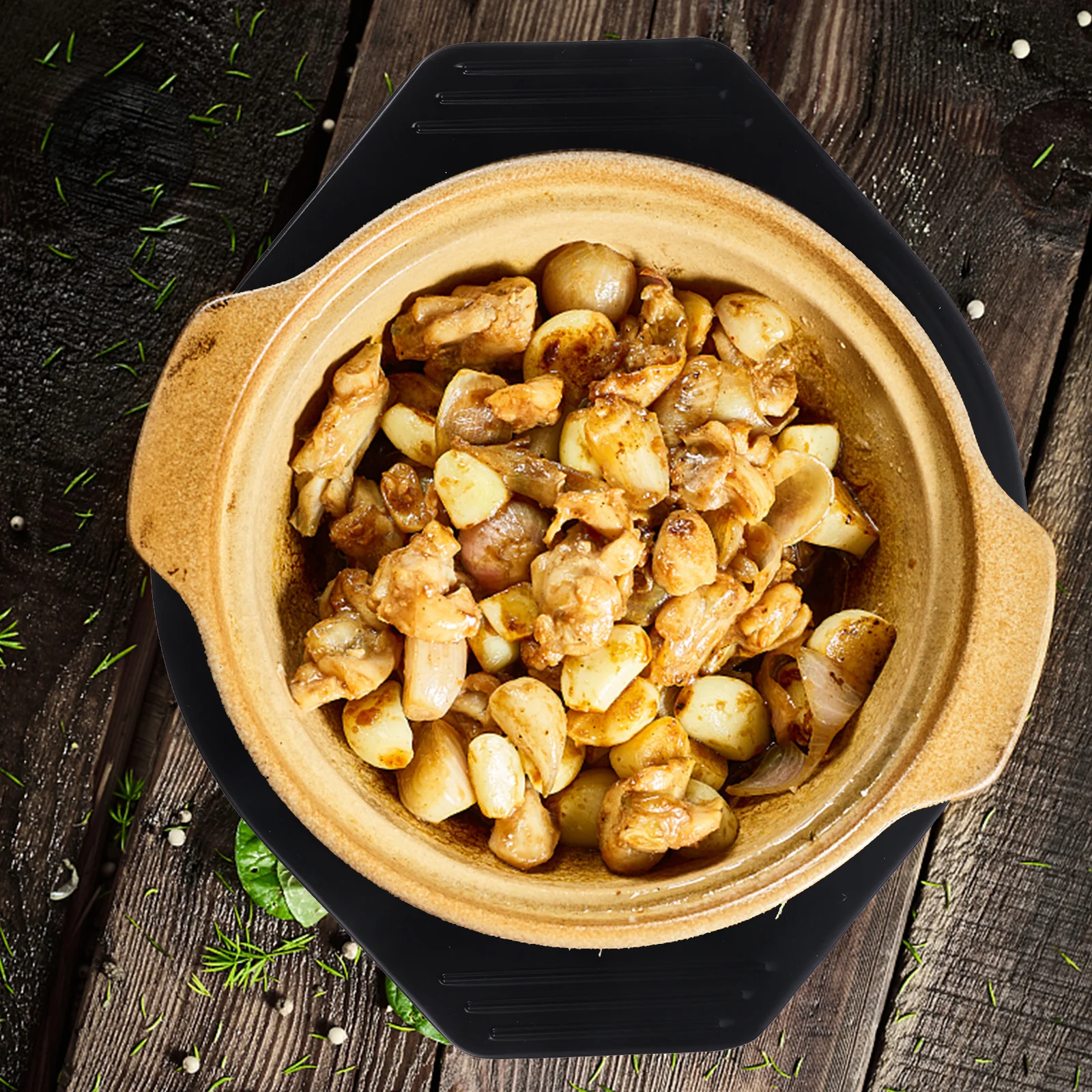 

2Pcs Casserole Tray Premium Heat Resistant Pot Base Tray for Hot Dishes Non-Slip Kitchen Countertop Protector Table Mat Decor