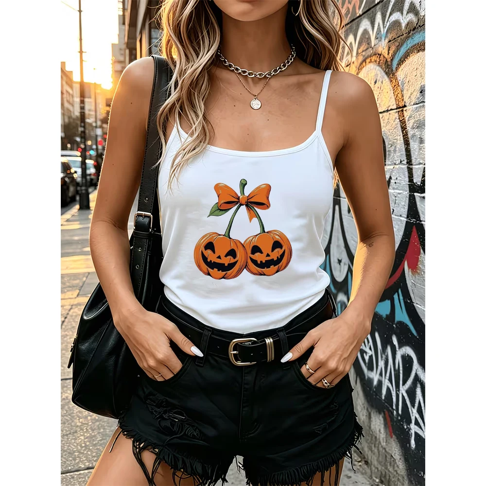 Cute Boo Letter Camisole for Women Fall Casual Sleeveless Tank Top Vintage Ghost Graphic Vest Top Y2k Aesthetic Style
