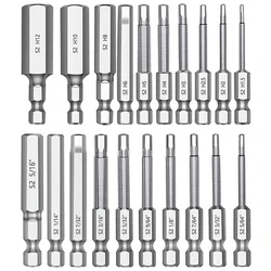 Hex Head Allen Wrench Drill Bit Set 20PCS 1/4inch Hex Shank S2 Steel Magnetic 2.36inch Long Drill Shank Screwdriver Bit Set