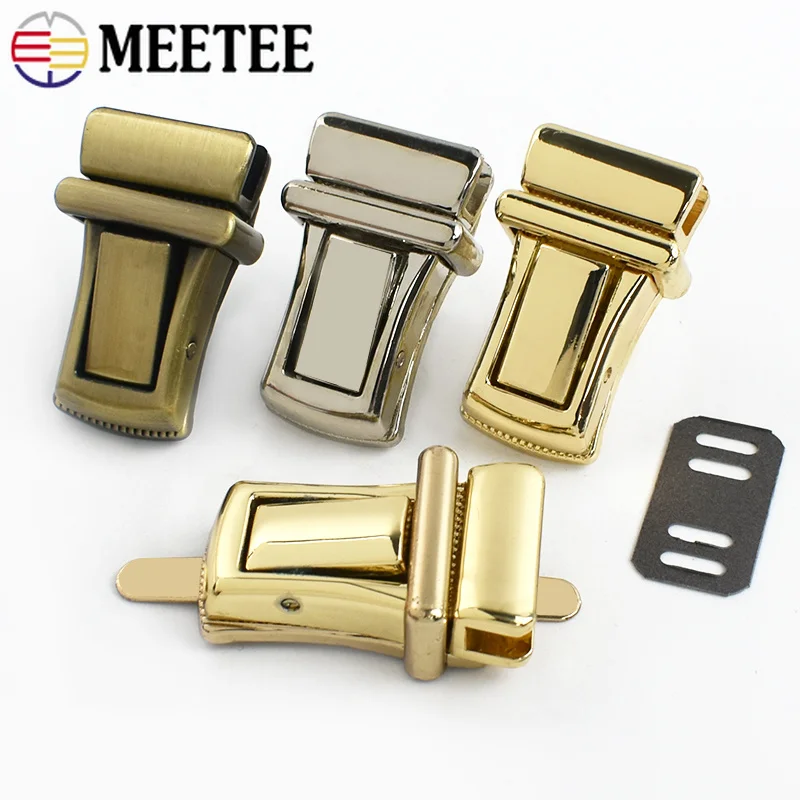 2/4/10Pcs 21x35mm Rectangular Pressed Push Metal Locks Women Handbags Lock Snap Decor Clasps Closure DIY Leather Bag Accessories