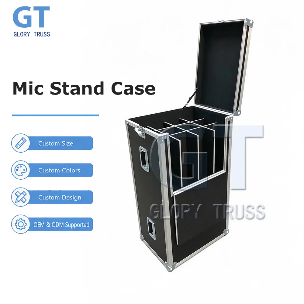 Custom Aluminum Flight Case for 12Pcs Microphone Mic & Mic Stands Heavy Duty Stage Equipment Transport Road Case