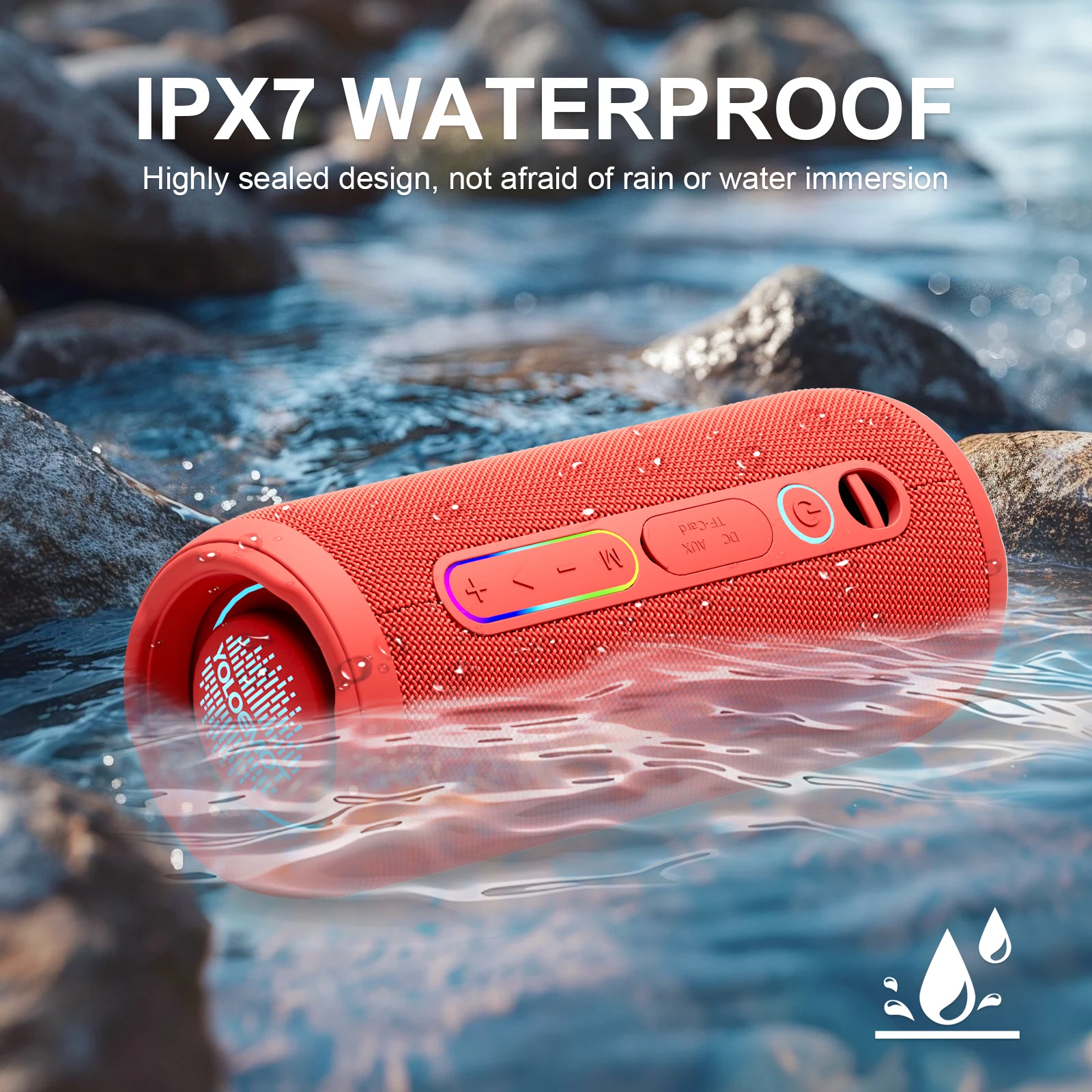 Portable Bluetooth Speaker Waterproof Ipx7 - مكبر صوت بلوتوث 5.3 محمول مقاوم