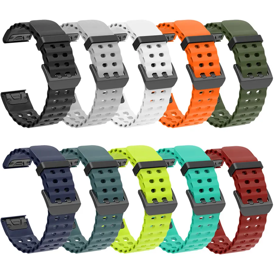 حزام سيليكون مناسب سريع فينيكس ، 22 ، 26 ، 7X ، 8 ، 7 برو ، فينيكس 6X ، 6 ، 5X ، 5Plus ، Tactix 7 ، Forerunner ، إندورو 3 ، 2 الفرقة