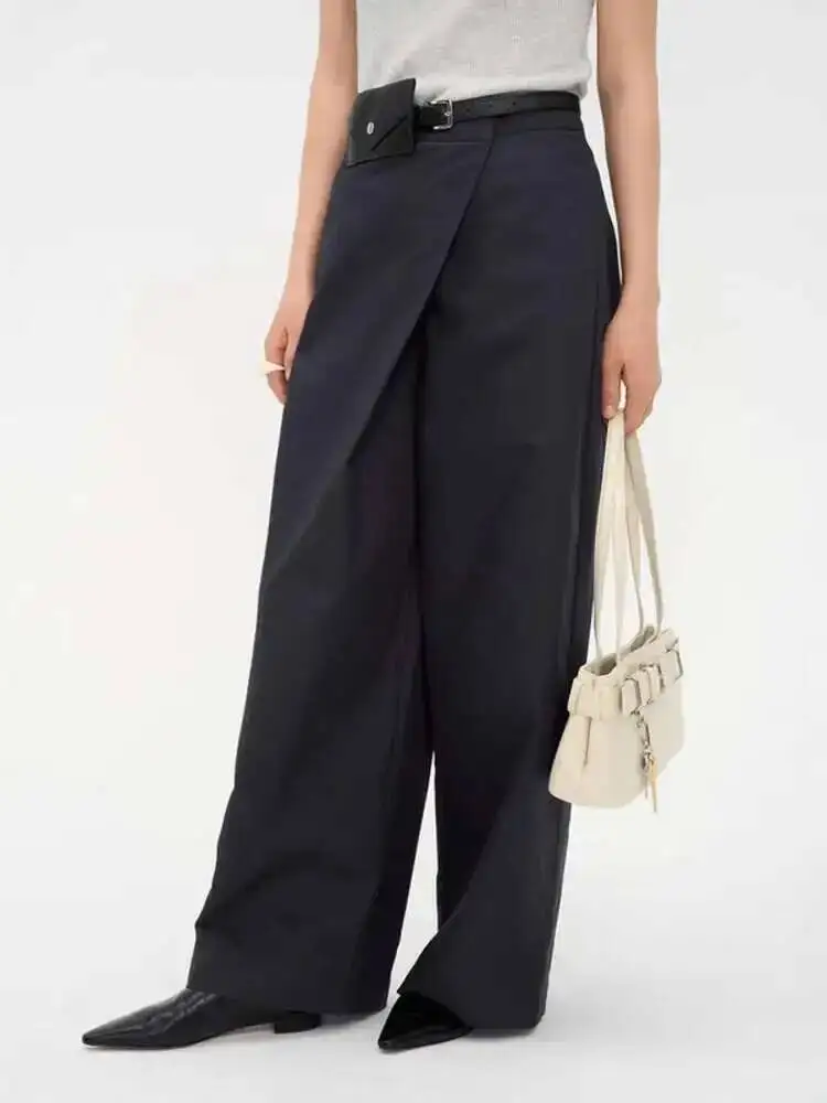 BJTZ Temperament With Solid Color 2025 Spring Female Design Sense Niche Design Floor Drag Casual Women's Pants Everyday