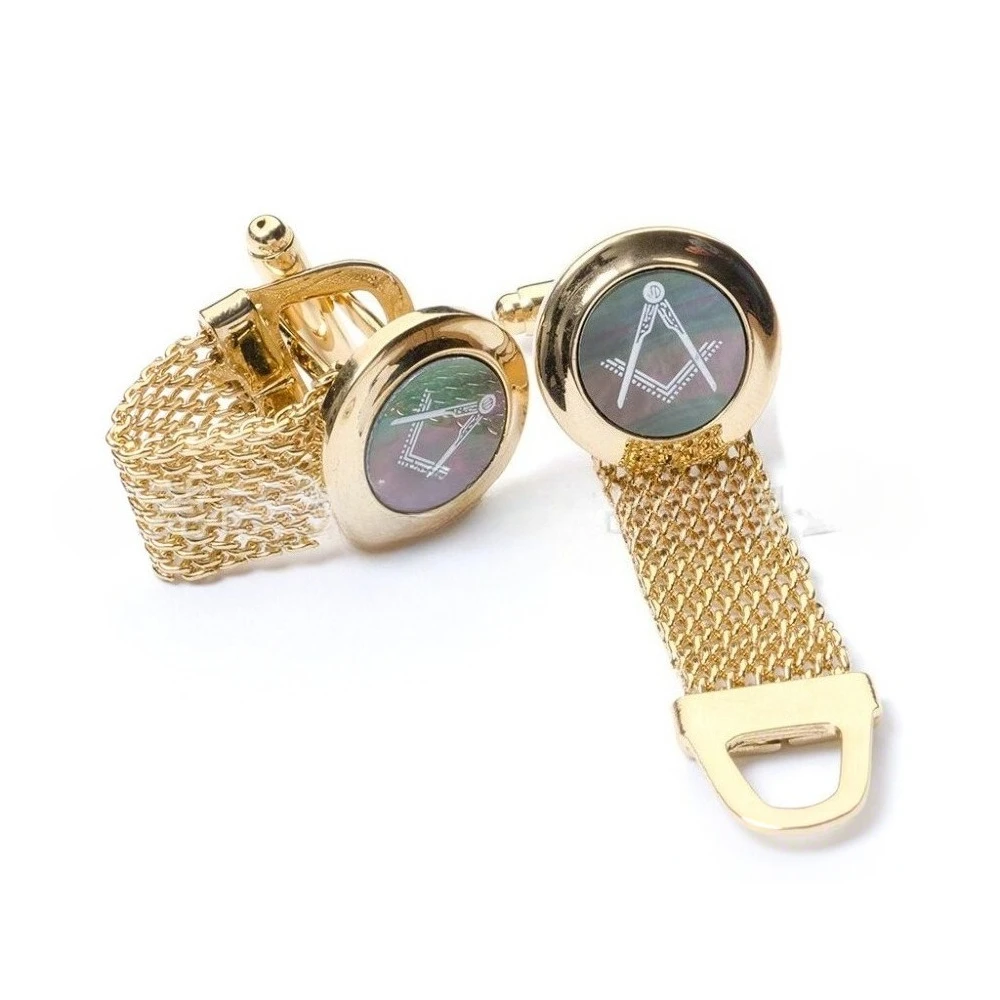 Men's Classic Geometric Pattern Cufflinks Set Metal Mesh Chain Shirt Studs Business Formal Jewelry Accessories for Wedding Gifts