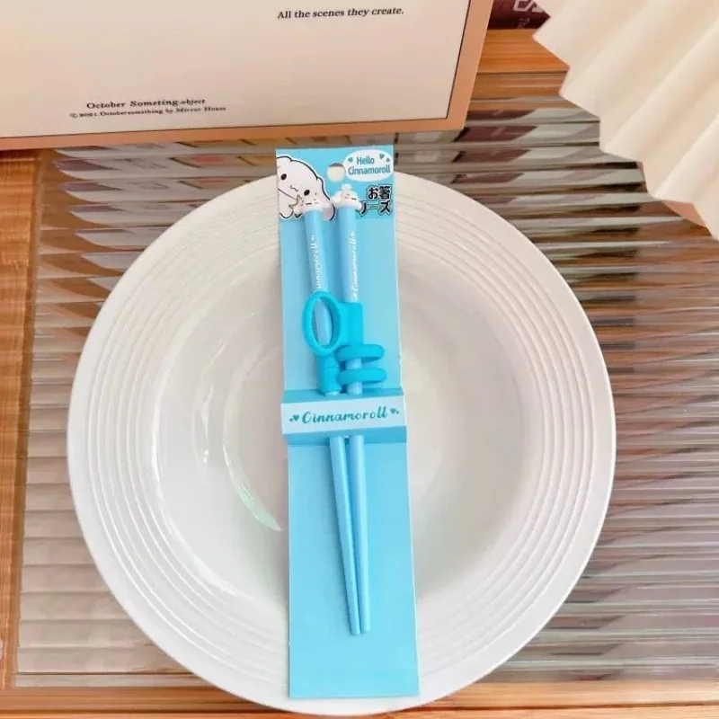 Sanrio My Melody Kuromi Cartoon Children's Learning Chopsticks Train Assisted Practice Kitty Kitchen Supplies Gifts for Children